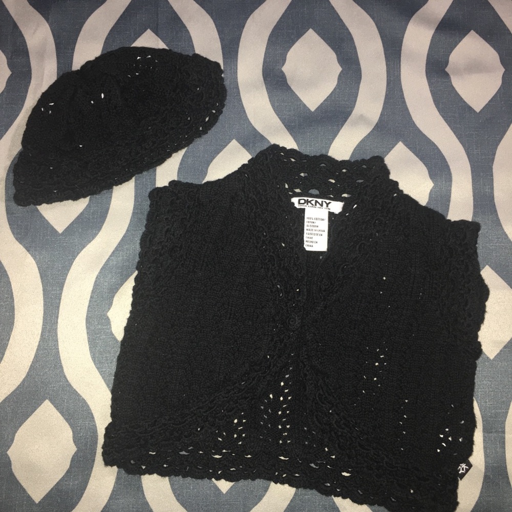DKNY knit vest & matching knit hat